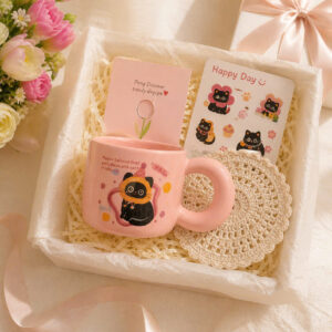 Set Quà Tặng Ly Sứ Mèo Pink
