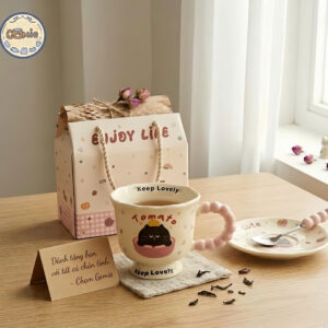 Set Cốc Sứ Tomato Mèo Đen